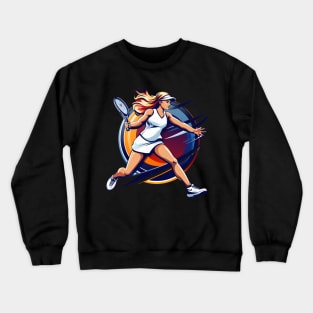 Beautiful woman playing tennis Crewneck Sweatshirt